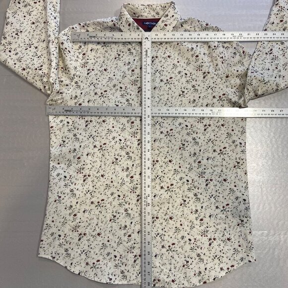 NoCode Floral Long Sleeve pure Linen &cotton in Large ecru white Button-Up Shirt - Picture 13 of 16